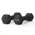 10 LBS Black Neoprene Hex Dumbbells J9024