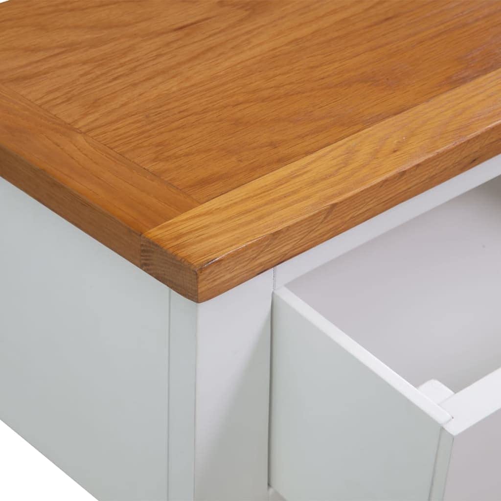 Brown Solid Oak and Acacia Wood Console Table with 2 Drawers and Storage Shelf F6076