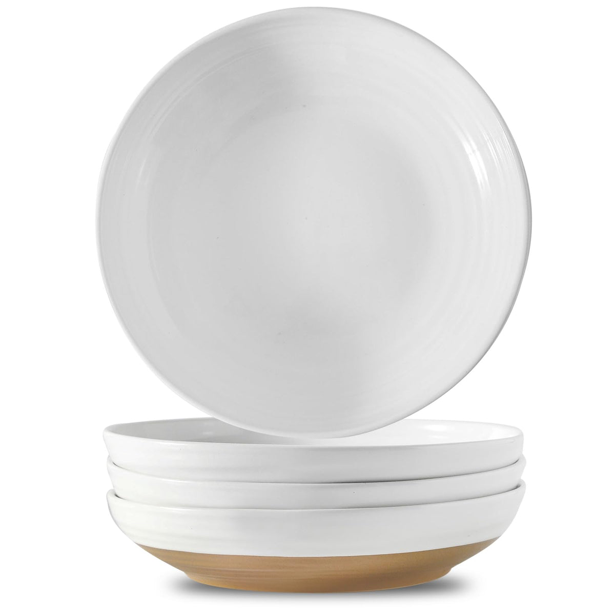 Ceramic Pasta Bowls Set of 4, 8.7 Inch White C694953