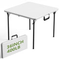 36" White Folding Card Table with Carrying Handle N250876