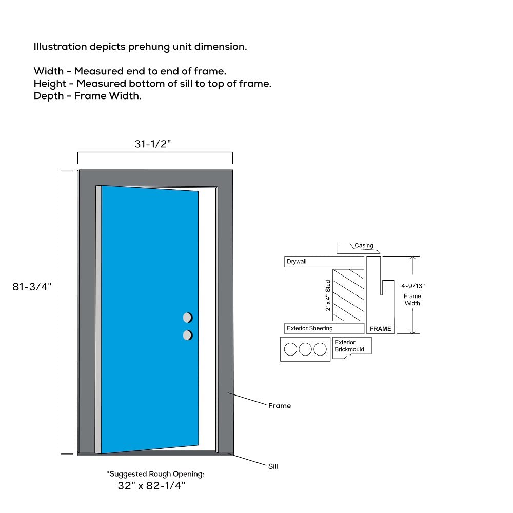 Steel Left Hand In-Swing Exterior Prehung Door E560