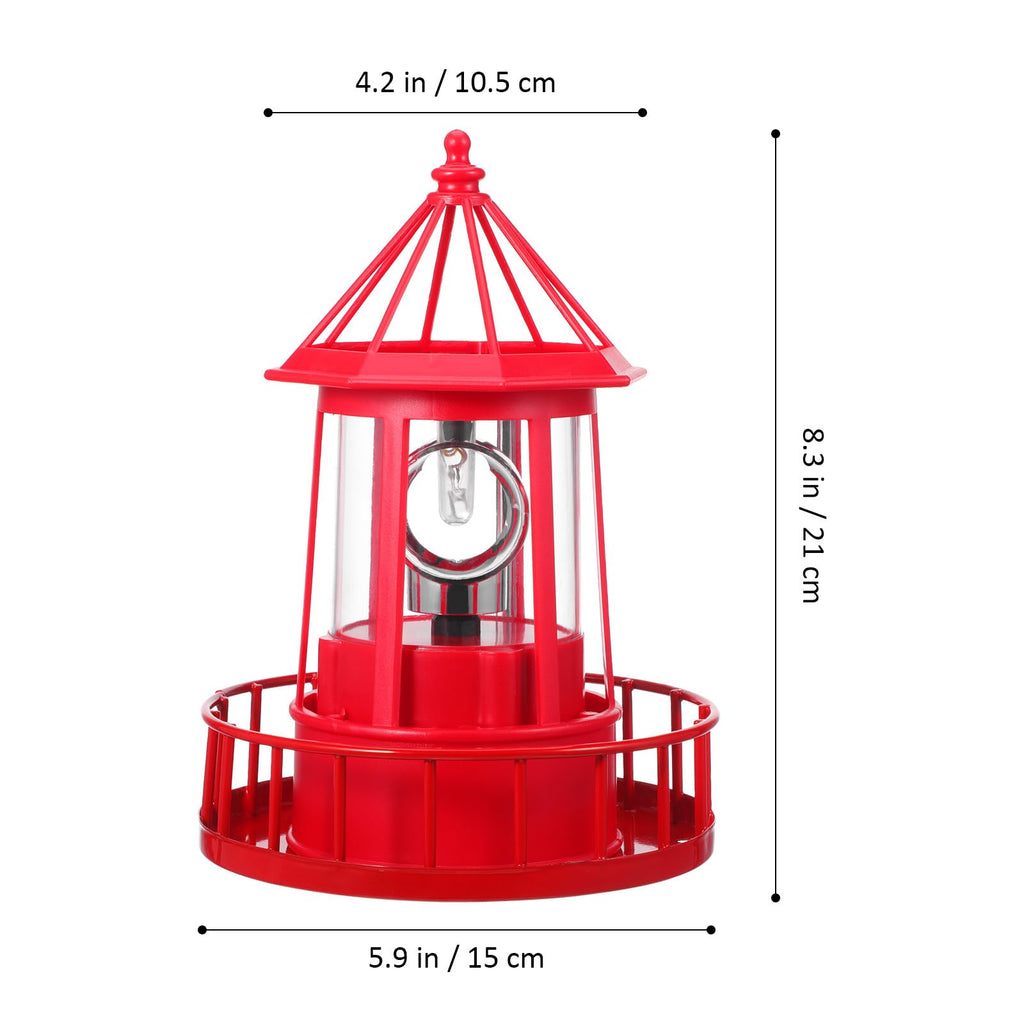 Solar Lighthouse Rotating Beacon Light Red Iron T1364
