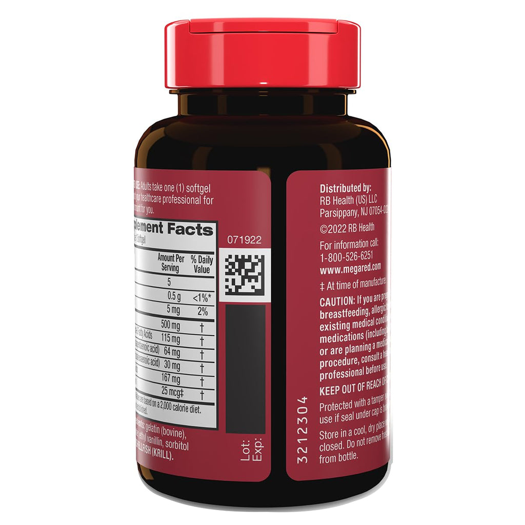 500mg Omega-3 Krill Oil Softgels 80 Count 2 Pack C42935