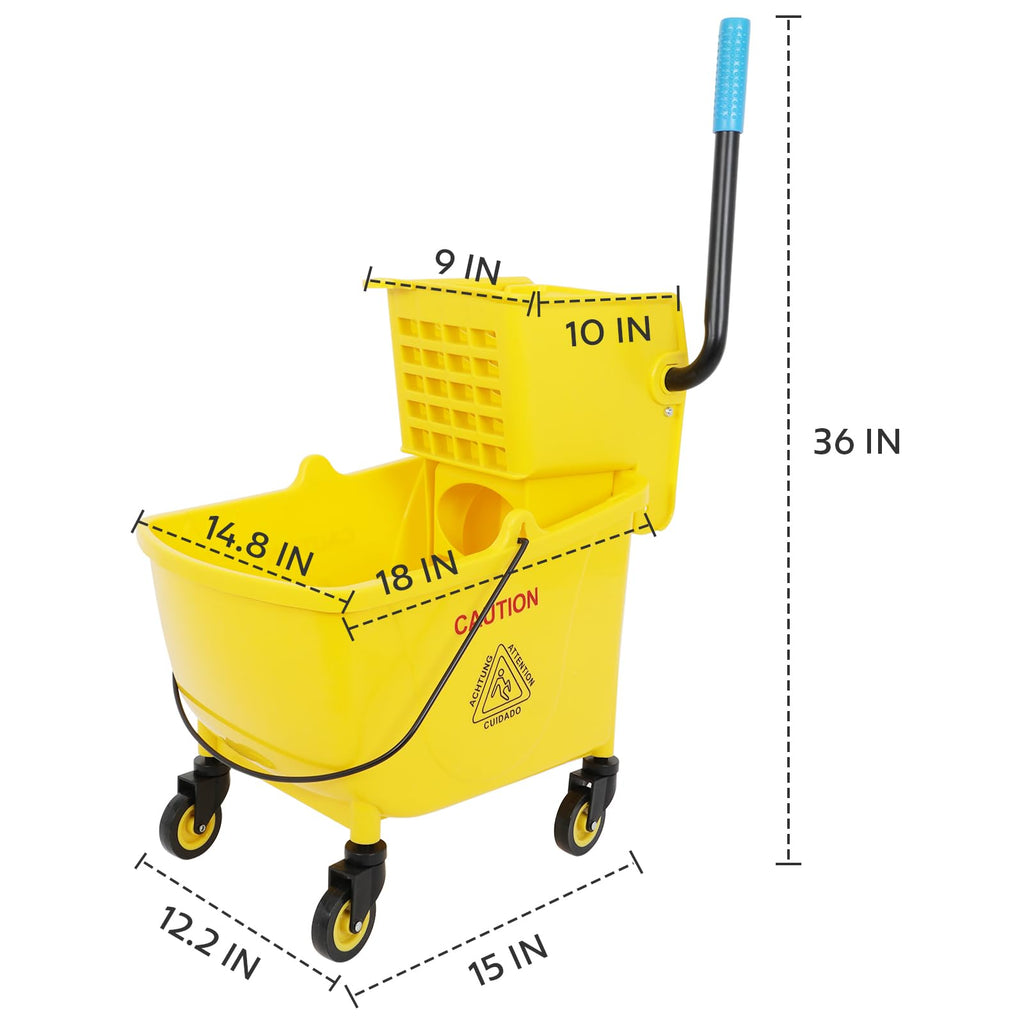 Commercial Mop Bucket with Wringer, 35 Quart Mop and Bucket Set P518