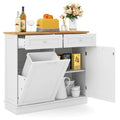White Wooden Tilt Out Trash Bin Cabinet with Drawers G977