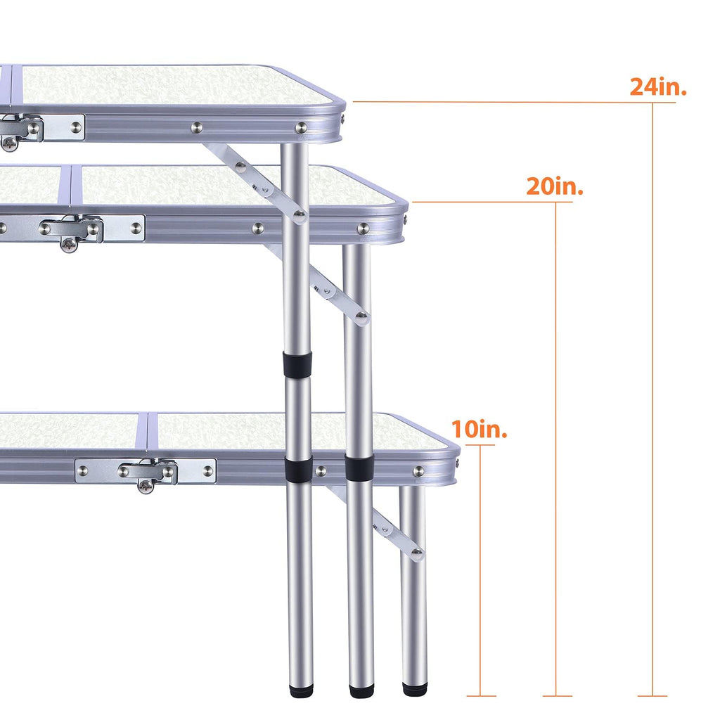 Small Portable Folding Camping Table, 3 Adjustable Height Lightweight Aluminum S20337