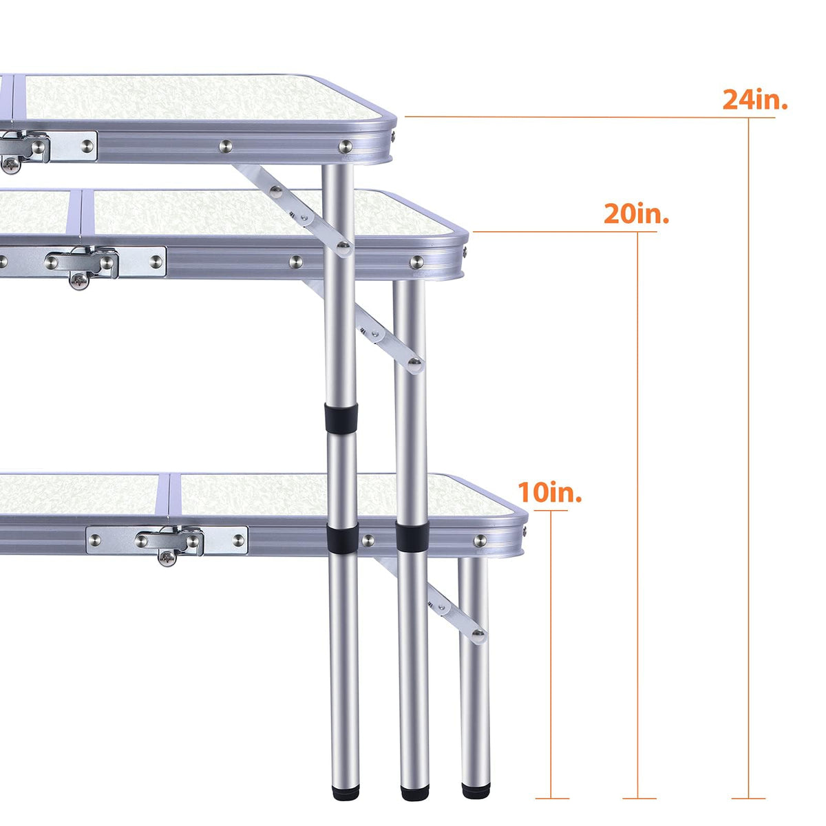 Small Portable Folding Camping Table, 3 Adjustable Height Lightweight Aluminum S20337