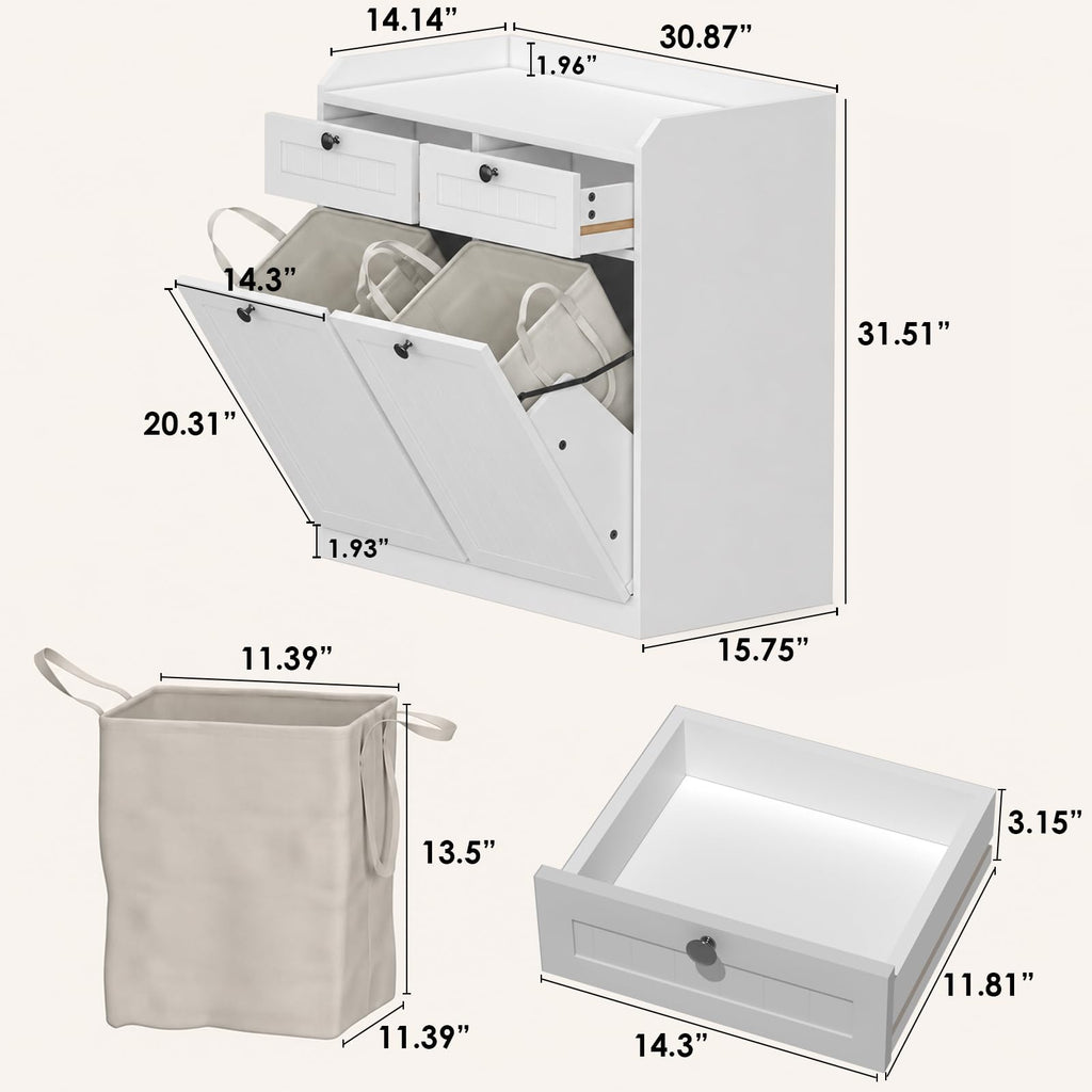 White 2 x 8 Gallon Double Tilt Out Trash Can Cabinet Y9848