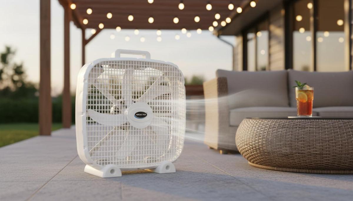3-Speed Box Fan with Carry Handle, 5 Blades, 20-Inch, White T3012