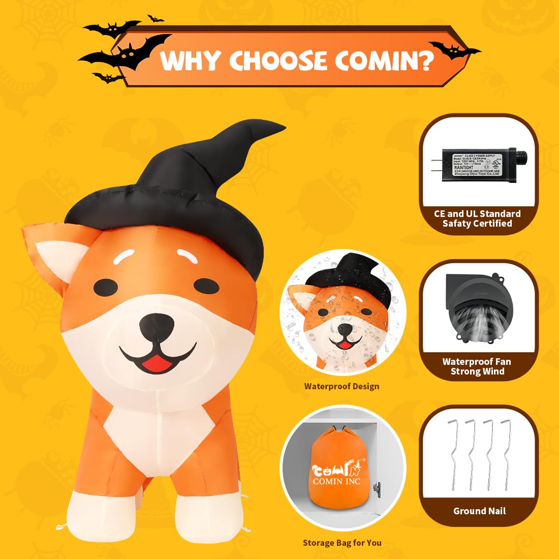 4 FT Halloween Inflatable Corgi Dog Outdoor Decorations K203