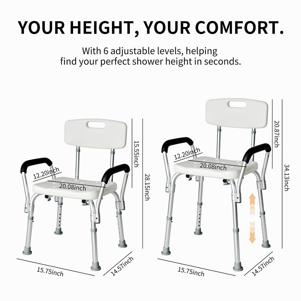 Extra Wide 300 lbs Capacity Shower Chair with Arms & Back H997384