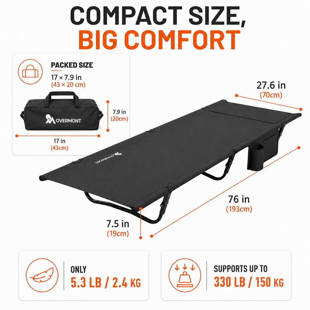 Portable Camping Cot with Pillow Pocket Q7950