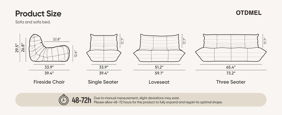 3-Seater Memory Foam Suede Bean Bag Chair Q355967