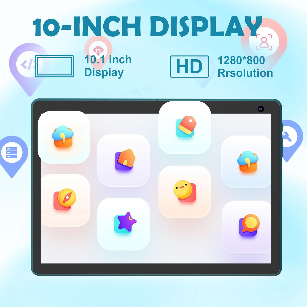 Android 15 Tablet 10 inch, 2 in 1 Tablet with Keyboard, 8GB RAM+32GB ROM, 1TB Expandable, Quad-Core, HD Screen, WiFi, Navy O8493