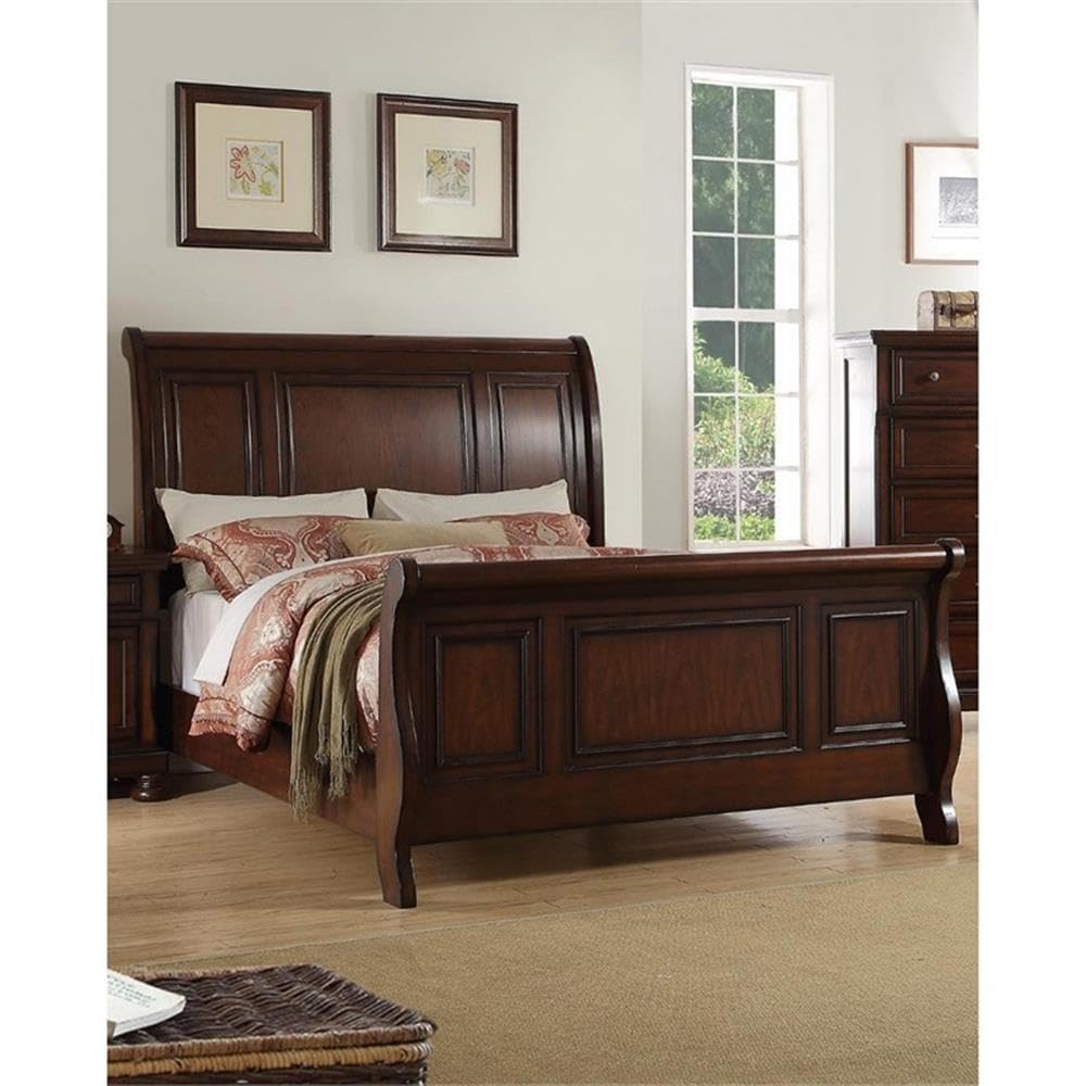 California King Pine Wood Sleigh Bed W690