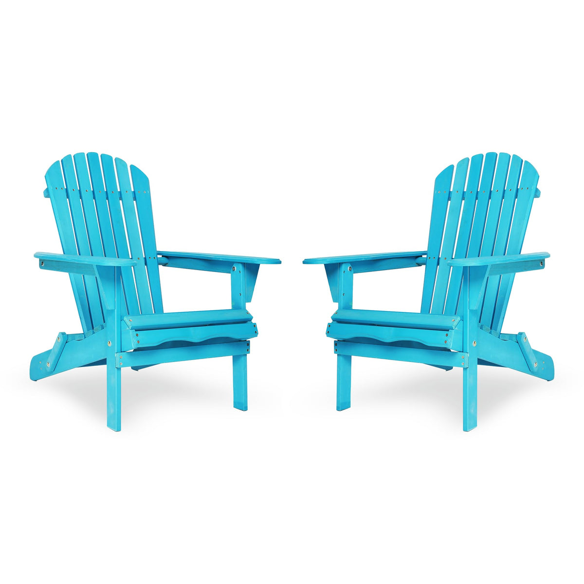 Light Blue Solid Cedar Wood Folding Adirondack Chair Set of 2 U73933
