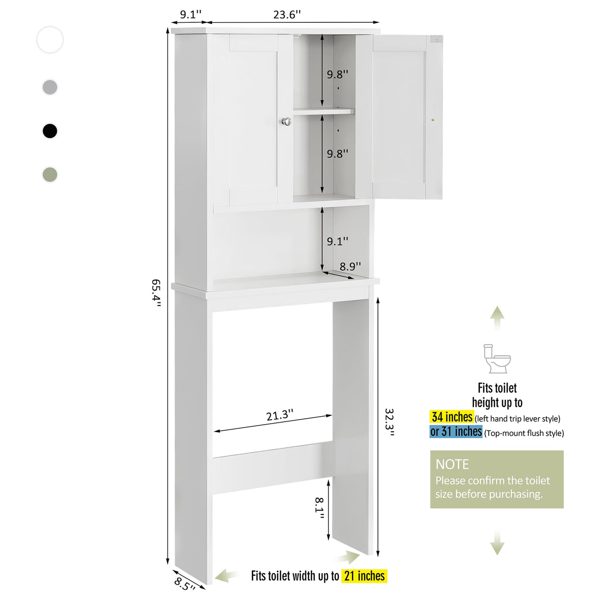 Over the Toilet Storage Cabinet, White O14686