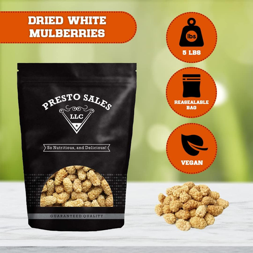 Sun Dried White Mulberries 5 lbs. Resealable Pouch B45760