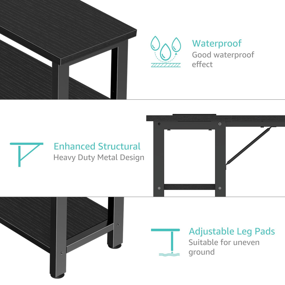 Black 40 Inch L Shaped Corner Computer Desk with Power Outlet V91896