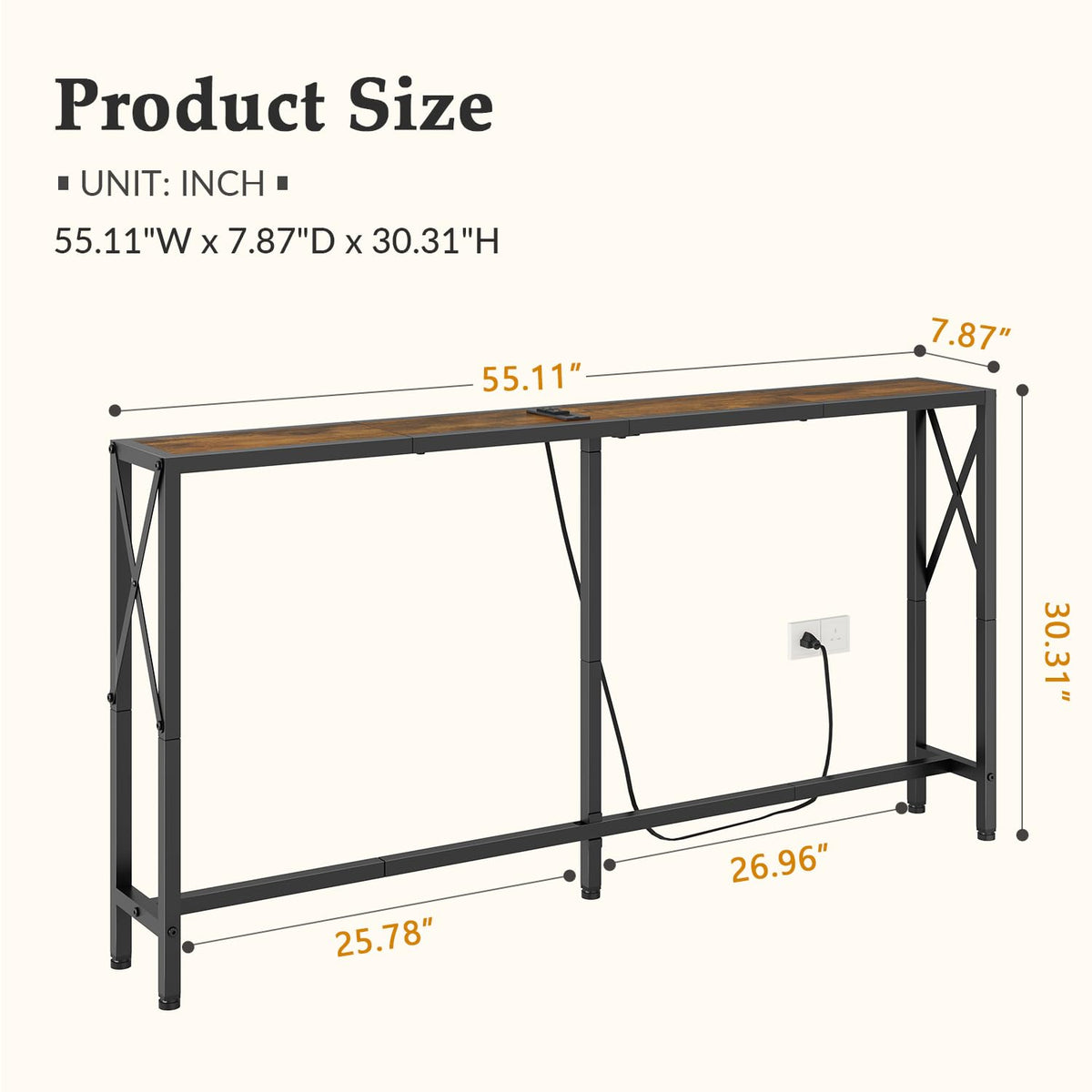 Narrow Console Table with Socket S2886