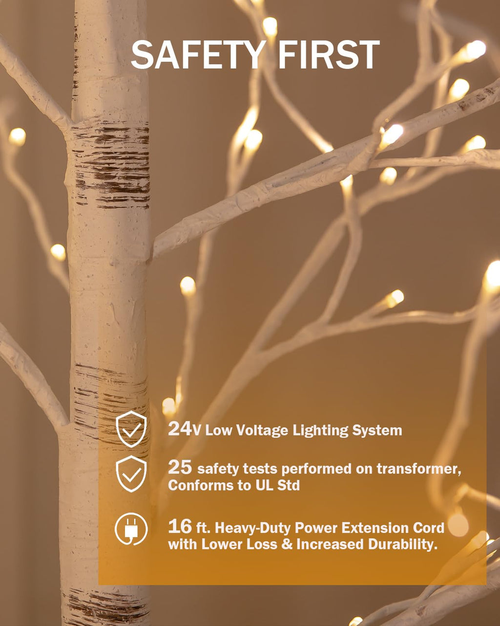 Lighted Birch Tree Set 4ft 6ft 8ft 512 Warm White LEDs X36261