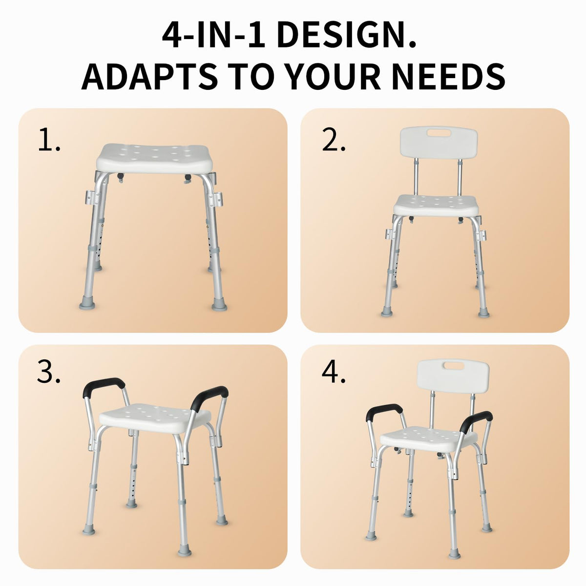 Extra Wide 300 lbs Capacity Shower Chair with Arms & Back H997384
