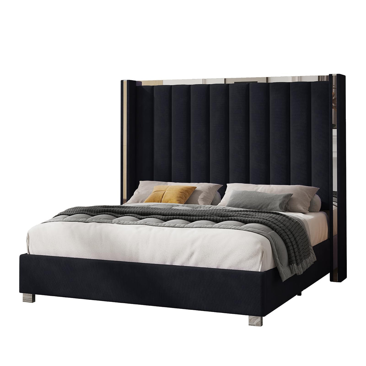 Queen Upholstered Bed Frame with Tall Headboard B37939