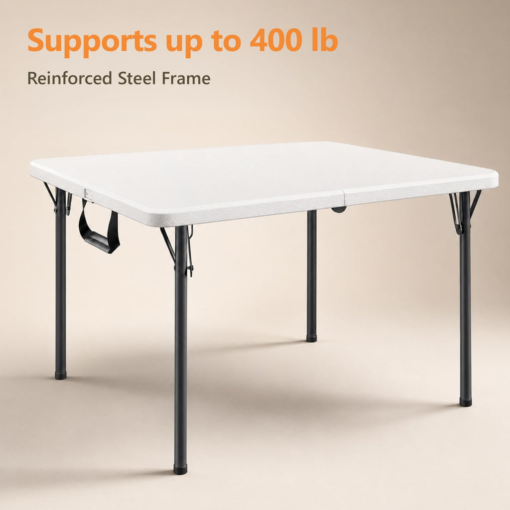 36" White Folding Card Table with Carrying Handle N250876