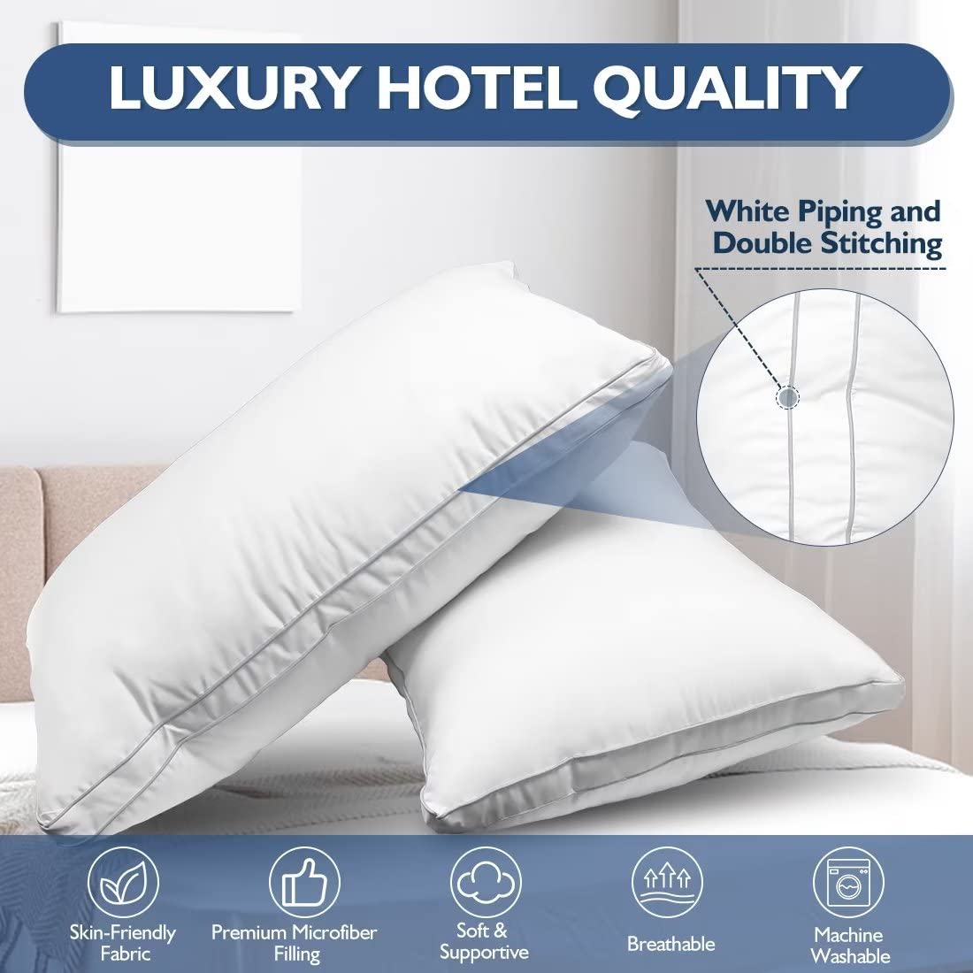 King Size Set of 2 Down Alternative Bed Pillows H266904