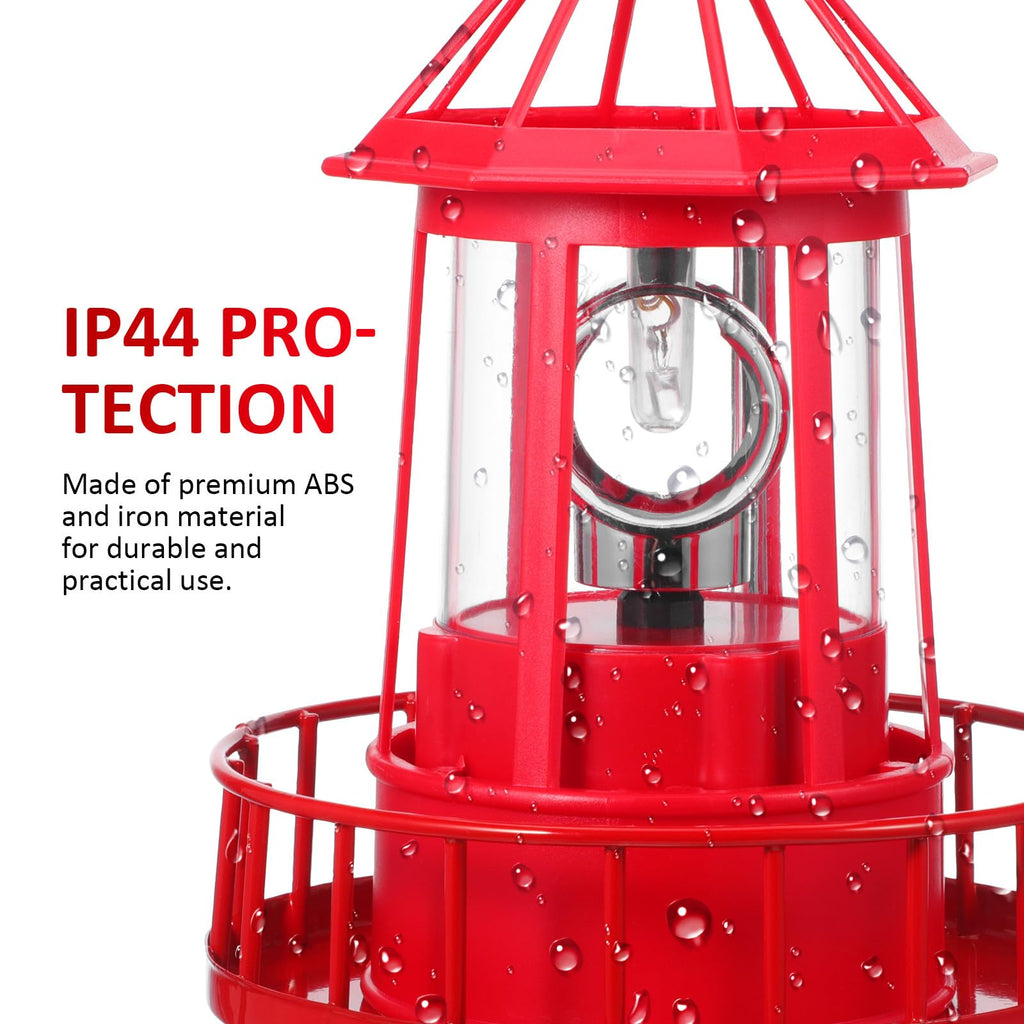 Solar Lighthouse Rotating Beacon Light Red Iron T1364