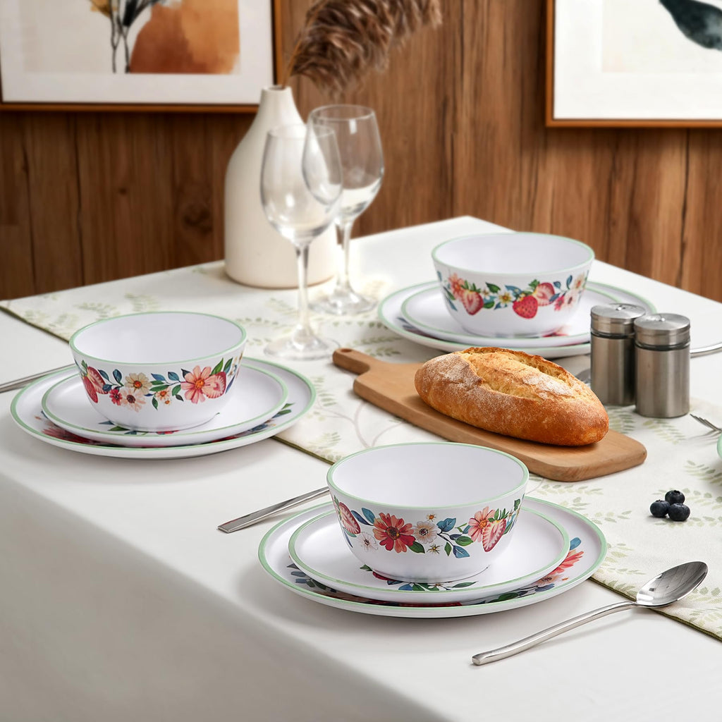 12-Piece Strawberry Melamine Dinnerware Set B3310