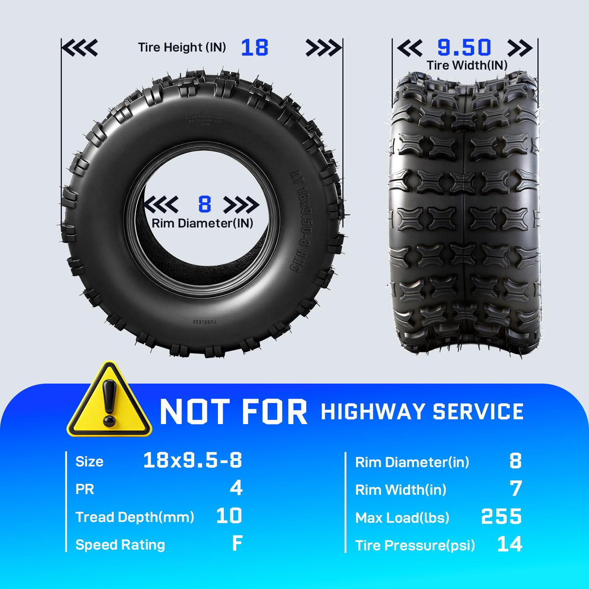 18x9.5-8 All-Terrain ATV/UTV Tires Set of 2 V58440