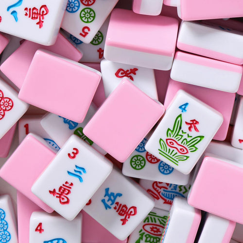 166 Pink Mahjong Set with Bag and 4 Racks Z893