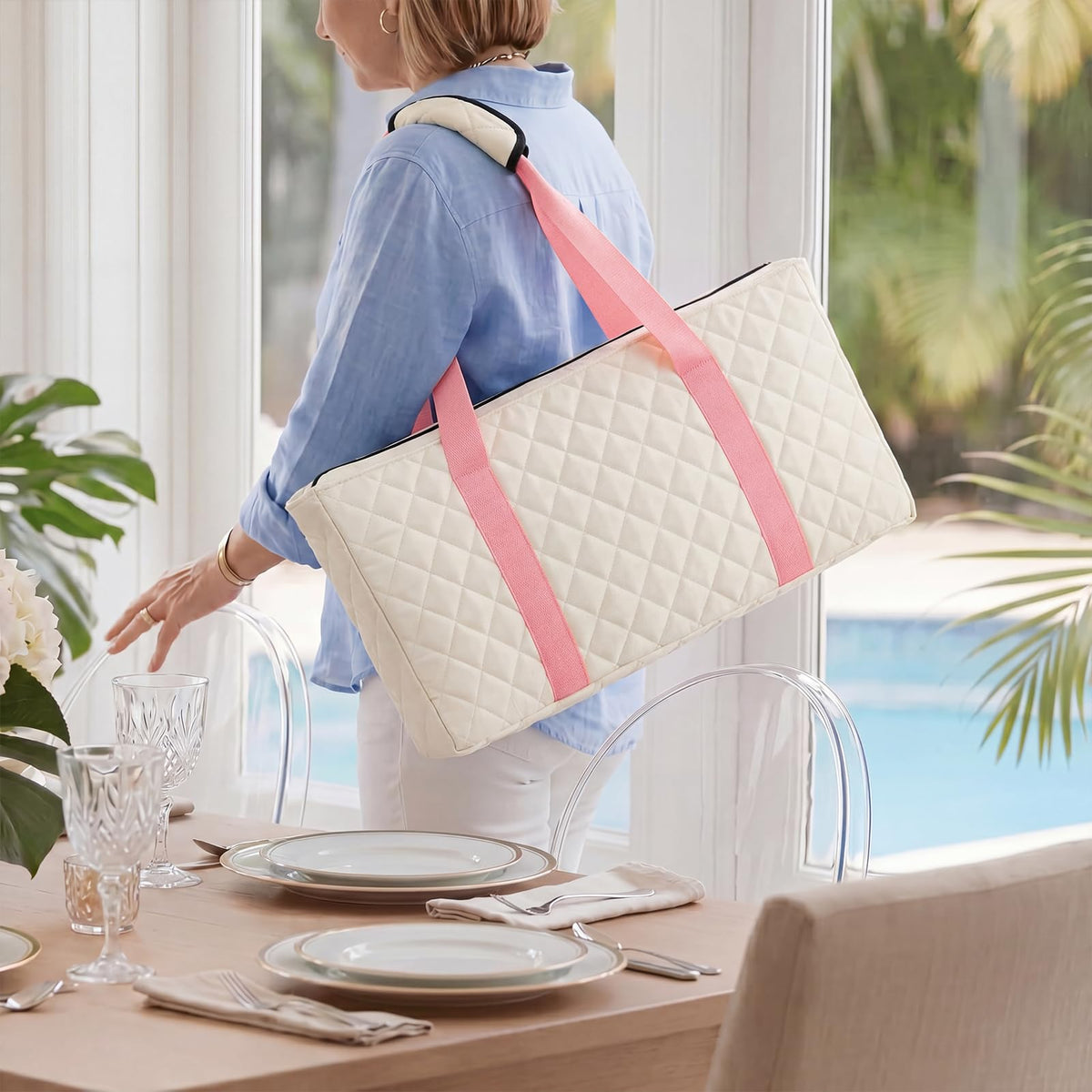 166 Pink Mahjong Set with Bag and 4 Racks Z893