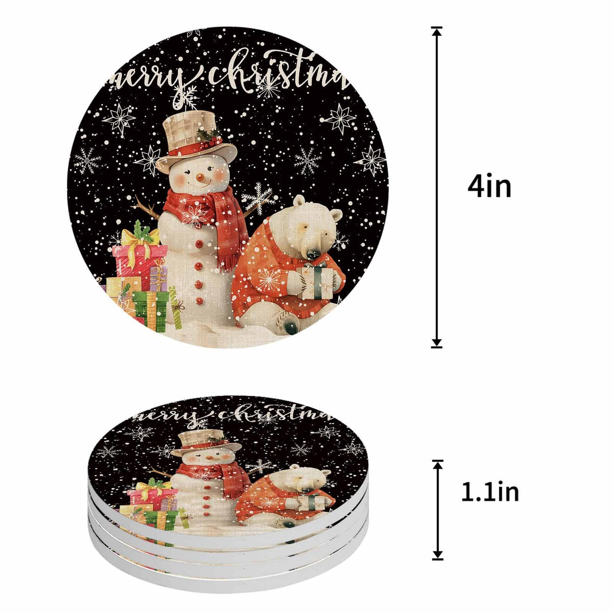 Set of 6 Absorbent Ceramic Stone Coasters with Holder H575557