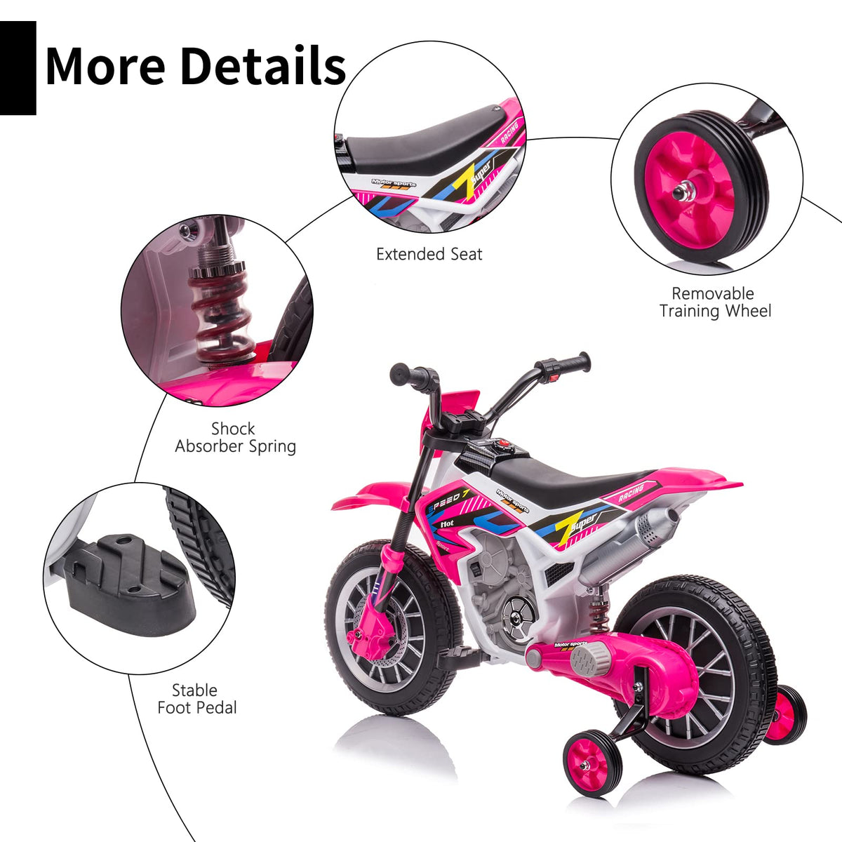 12V Ride On Motorcycle with Training Wheels Y685
