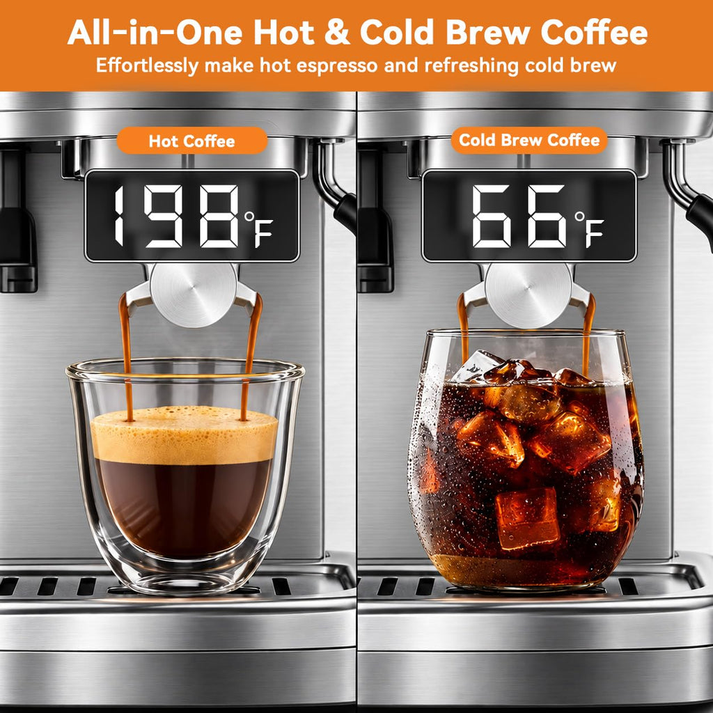 Espresso Machine with Grinder, 20 Bar, Milk Frother U11309