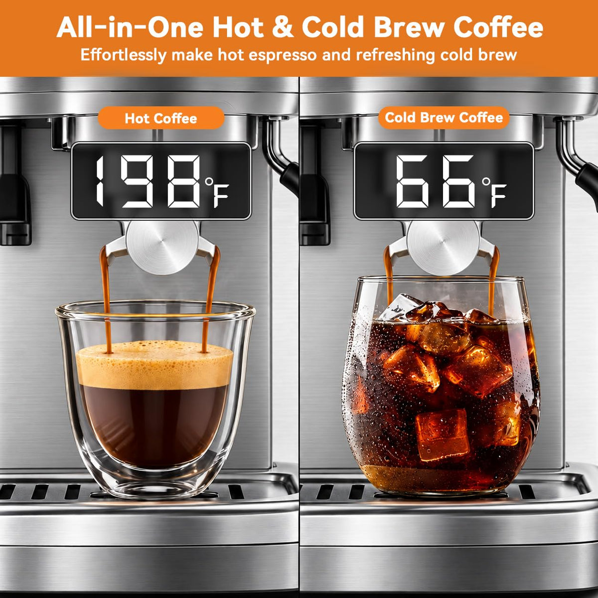Espresso Machine with Grinder, 20 Bar, Milk Frother U11309