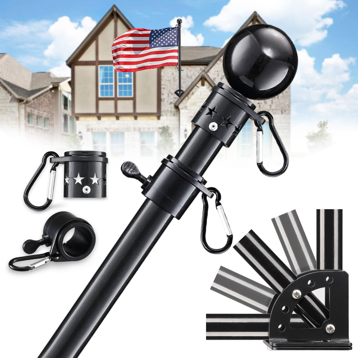 6ft Tangle Free Spinning Flag Pole Kit P856