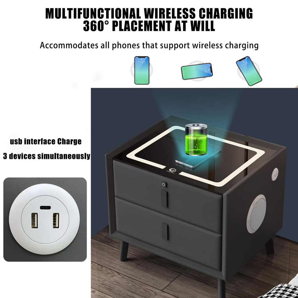 Orange LED Nightstand with Charging Station H554789