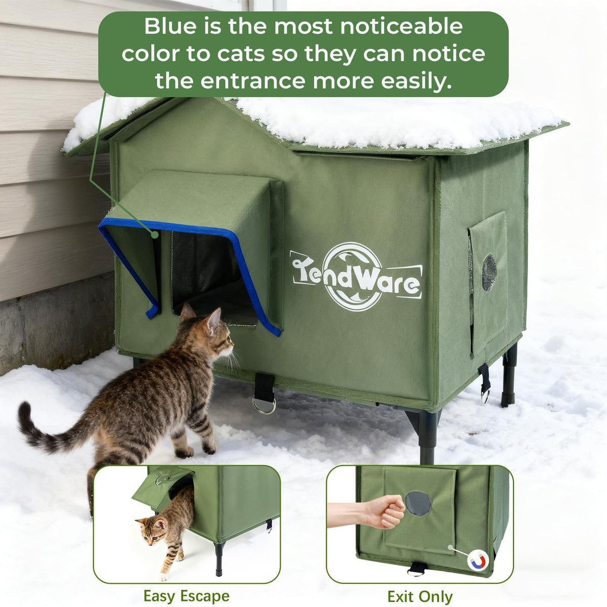 Heated Outdoor Cat House with Elevated Base Y28200