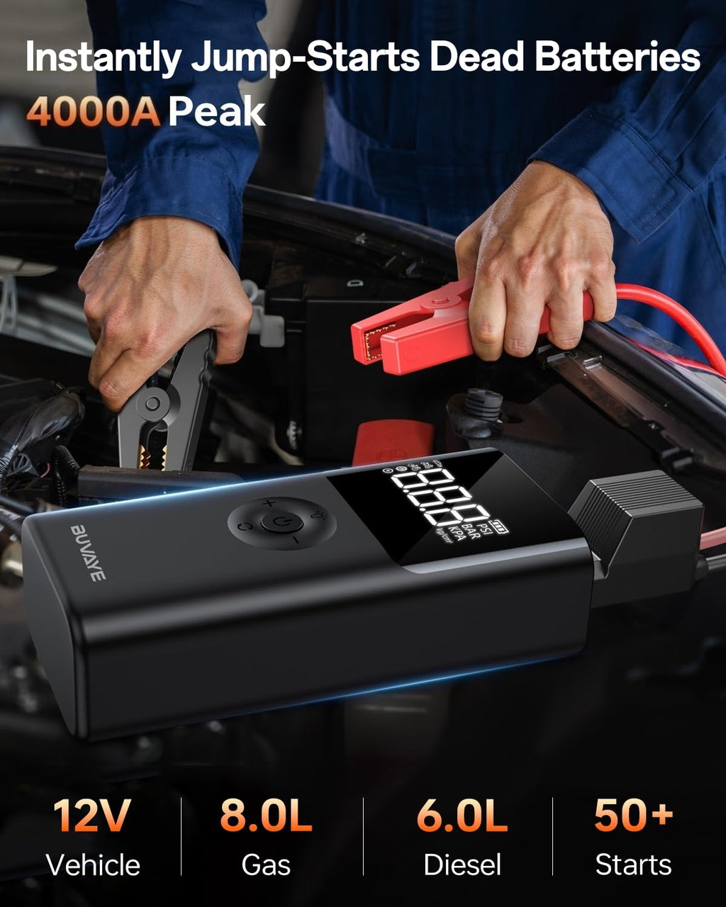 12V Portable Jump Starter with Air Compressor I6689