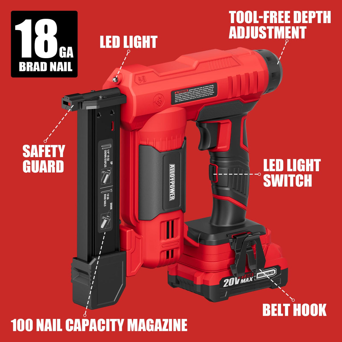 2 in 1 Cordless Brad Nailer and Electric Stapler with Battery and Charger N663