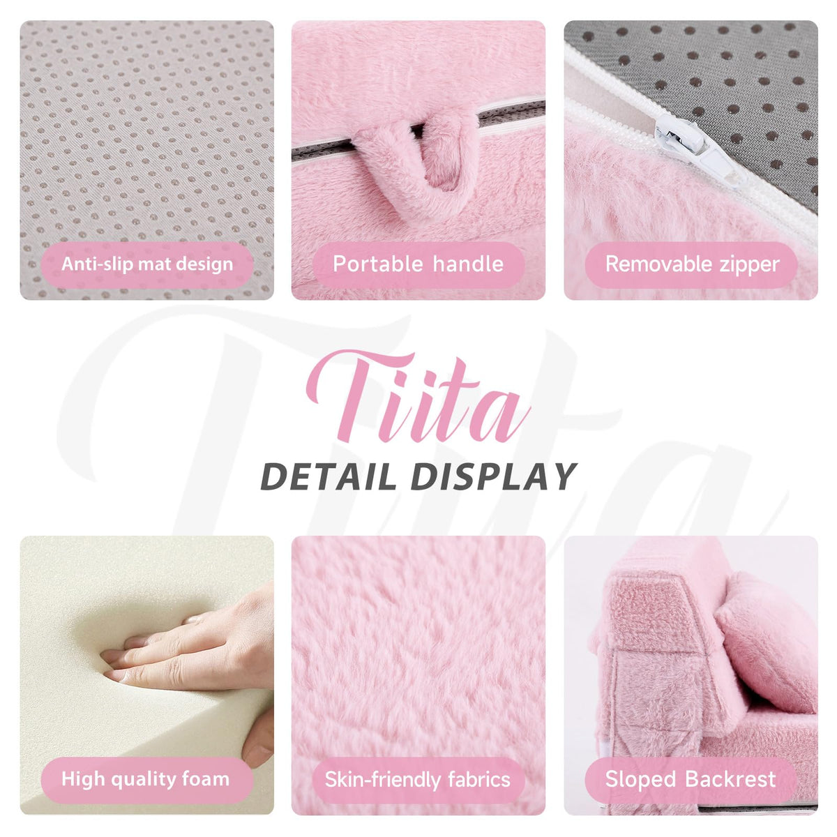 Pink Plush Convertible Folding Kids Sofa Bed with Pillow & Storage Bag S338586