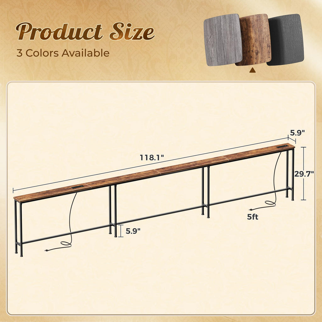 118 Inch Sofa Table with Power Outlets X715813