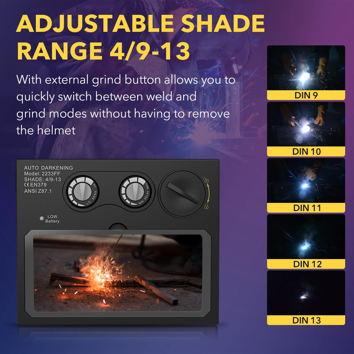 Auto Darkening Welding Lens Solar True Color E619