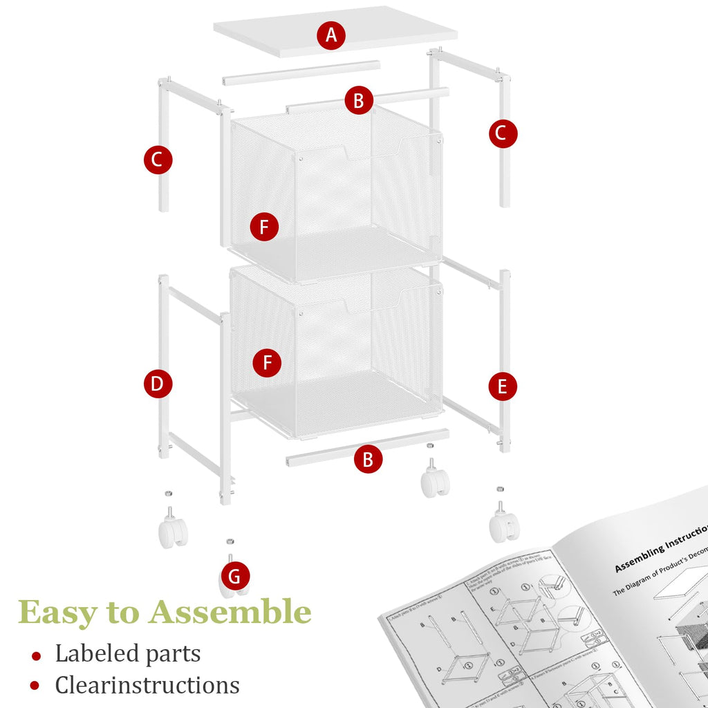 Rolling File Cart with 2 Storage Drawers A860923