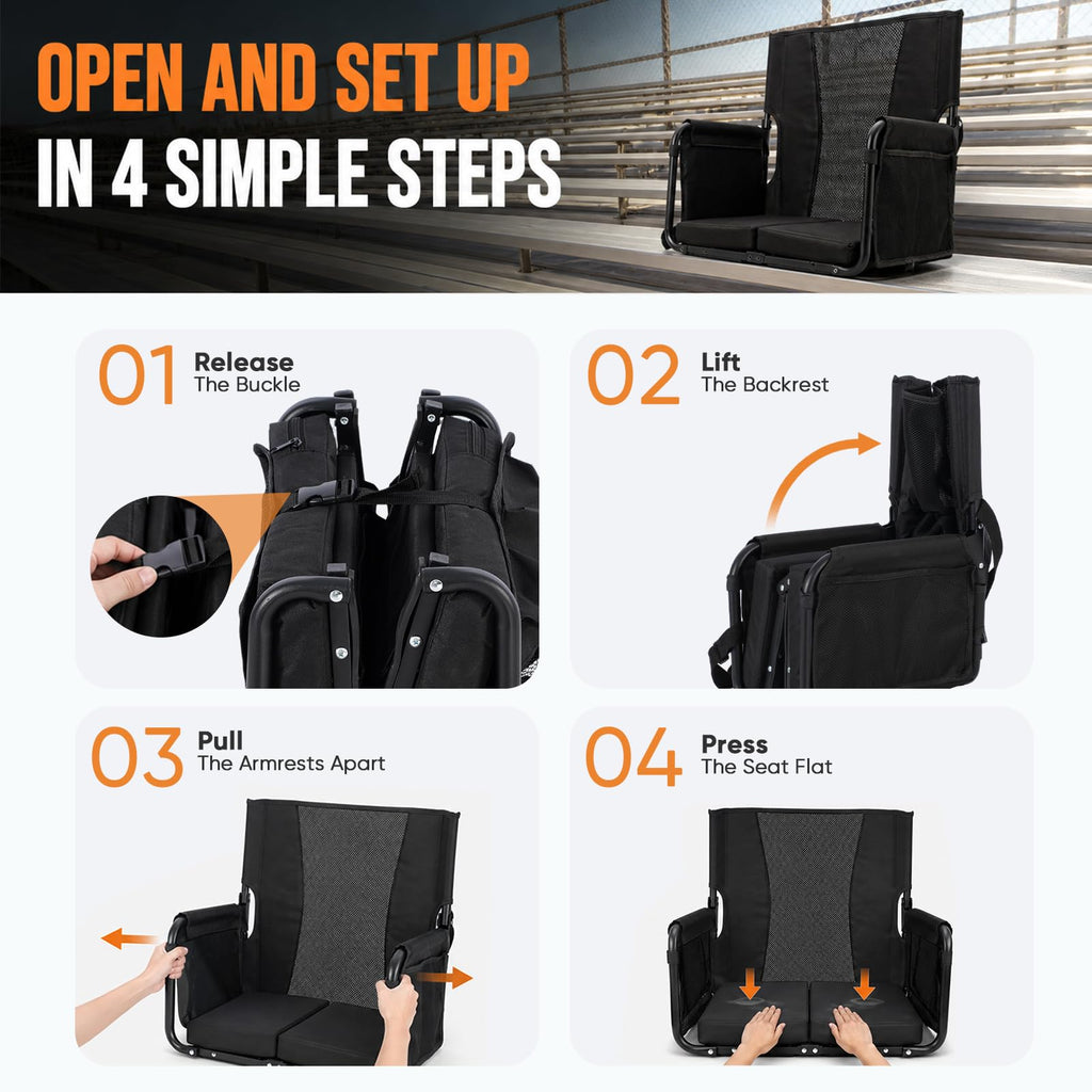 Stadium Seats with Back Support, Armrests & Cushion J3004