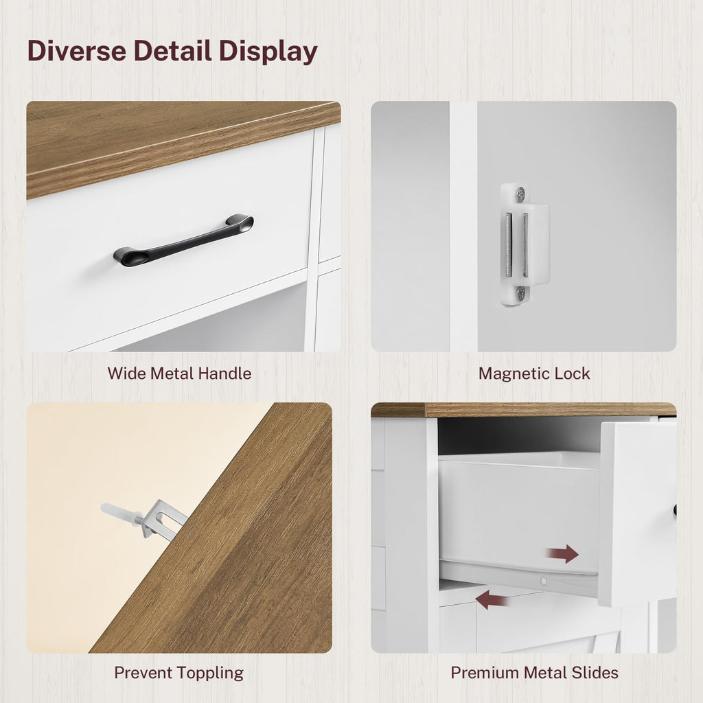 White Storage Cabinet with 3 Drawers and 2 Doors I48961