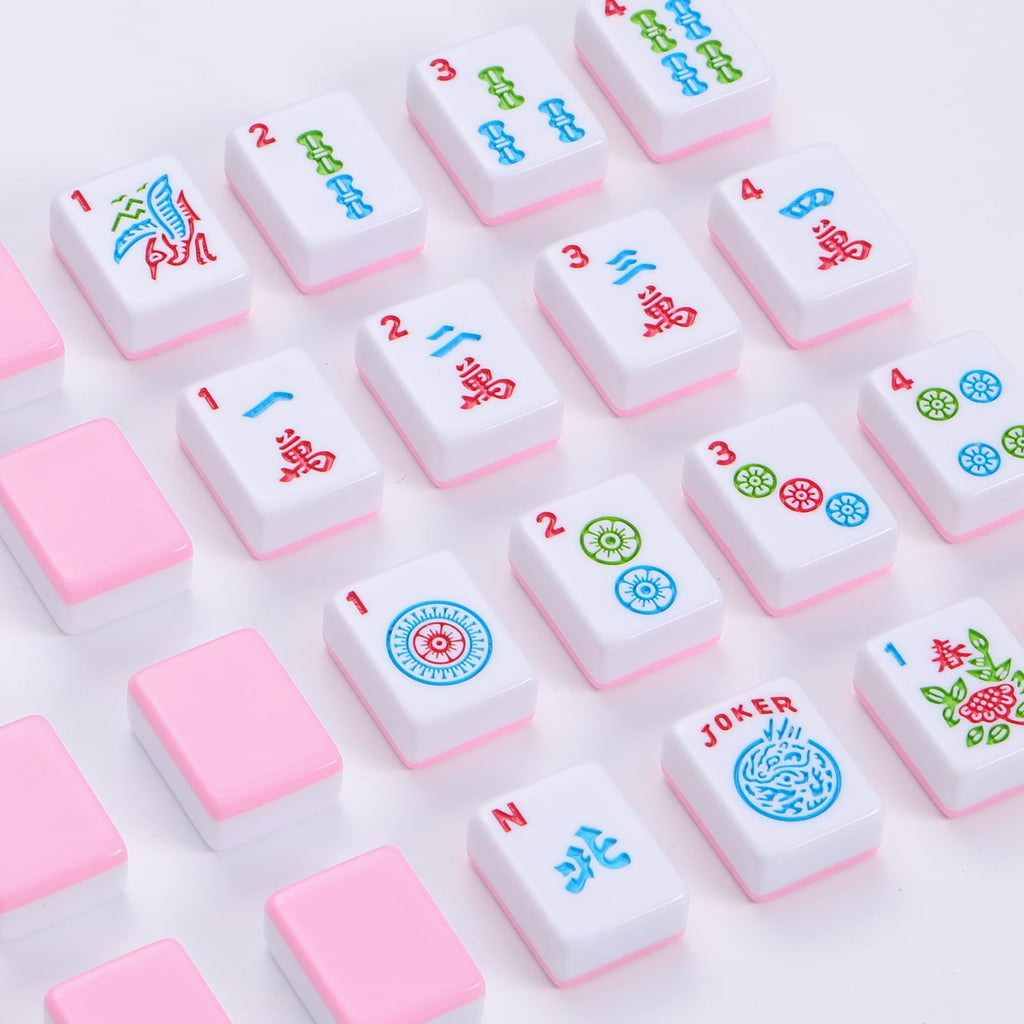 166 Pink Mahjong Set with Bag and 4 Racks Z893
